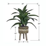 Callender 24” Faux Dracaena Plant in Wicker/Rattan Basket - Chic Decora