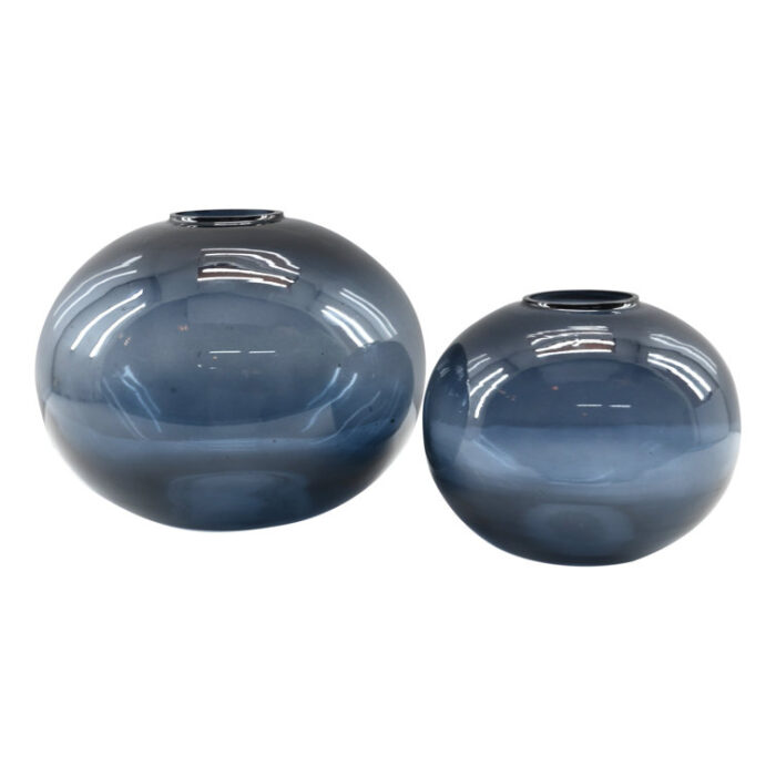 Caspian 2 Piece Handblown Round Glass Vase - Chic Decora