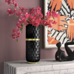 Ceramic Belted Vase – Contemporary Decorative Flower Vase for Table Centerpiece – Home or Office Decor Accent - Chic Decora