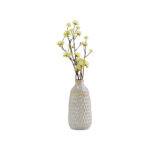 Ceramic Vase – Contemporary Oatmeal Beige Dimpled Design Decorative Stoneware Vase for Home or Office – Table Top Floral Arrangement Display - Chic Decora