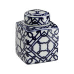 Chadwicks Decorative Square Ceramic Ginger Jar with Lid - Chic Decora