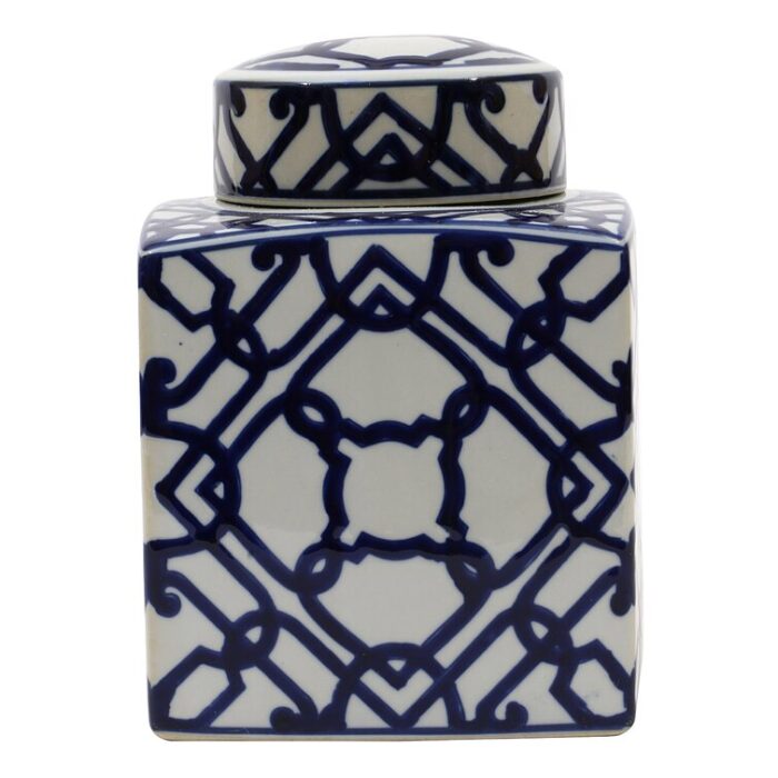 Chadwicks Decorative Square Ceramic Ginger Jar with Lid - Chic Decora