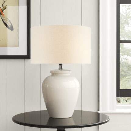 20″ Black Table Lamp with Globe Shade - Chic Decora