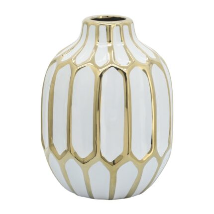 Contemporary Vase- Home or Office Table Accent – Trendy Decorative Stoneware - Chic Decora