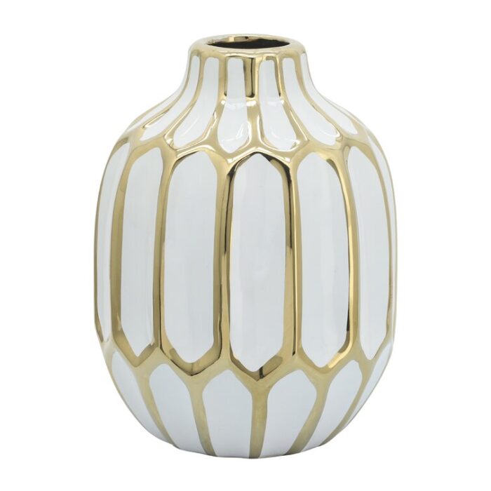 Contemporary Vase- Home or Office Table Accent – Trendy Decorative Stoneware - Chic Decora