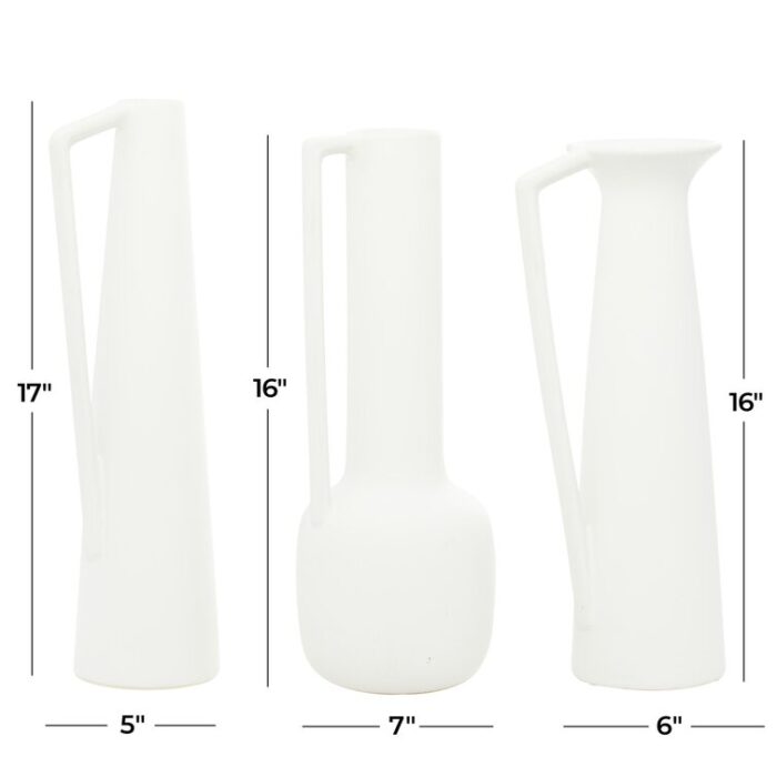 Cosmoliving By Cosmopolitan Set Of 3 Ceramic Modern Vase - Chic Decora