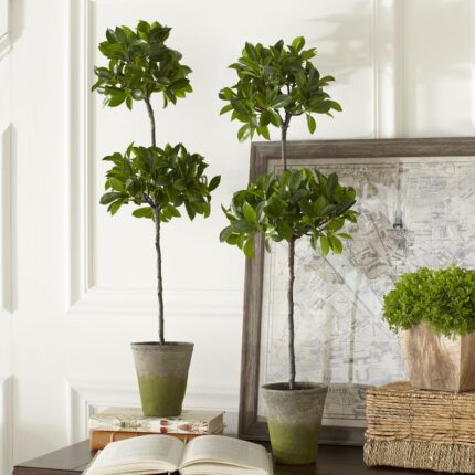 Cuomo 31” Faux Ficus Topiary in Ceramic Pot - Chic Decora