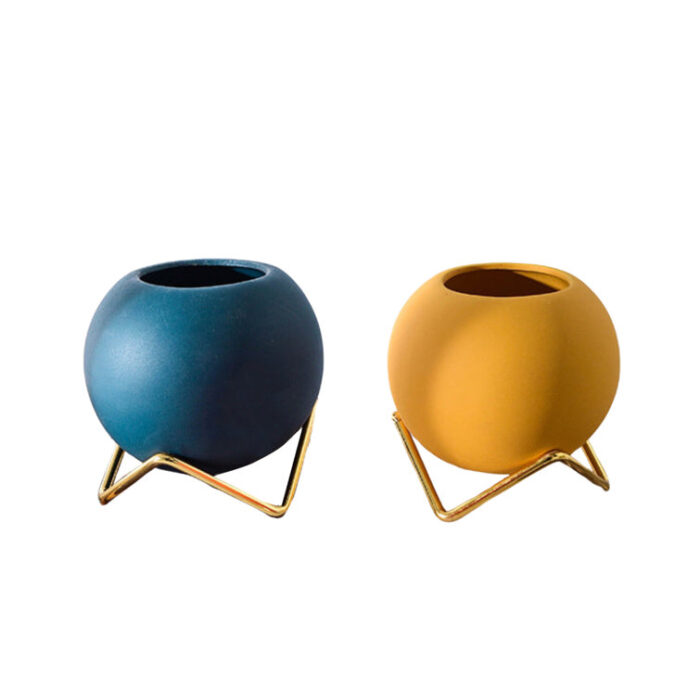 Cute Small Colorful Circular Vases with Golden Stands - Chic Decora