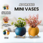 Cute Small Colorful Circular Vases with Golden Stands - Chic Decora