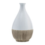 Cynthla Ceramic Vase – Contemporary Two-Tone Teardrop Shaped Vase For Decorative Table Accent - Chic Decora