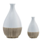 Cynthla Ceramic Vase – Contemporary Two-Tone Teardrop Shaped Vase For Decorative Table Accent - Chic Decora