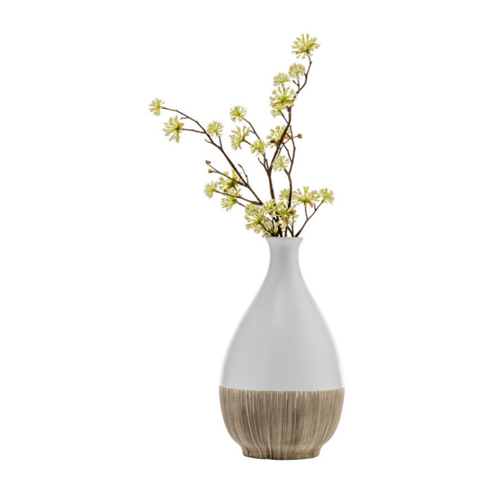 Cynthla Ceramic Vase – Contemporary Two-Tone Teardrop Shaped Vase For Decorative Table Accent - Chic Decora