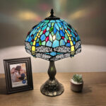 Davian Tiffany Style Table Lamp Dragonfly Stained Glass Zinc Alloy Base 19″H - Chic Decora