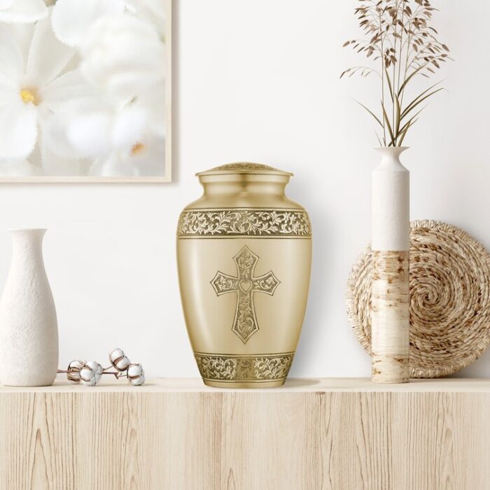 Decorative Full-sized Memorial Urn – Cross - Chic Decora