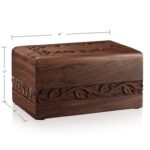 Decorative Rosewood Hand-Carved Floral Border Urn Box - Chic Decora