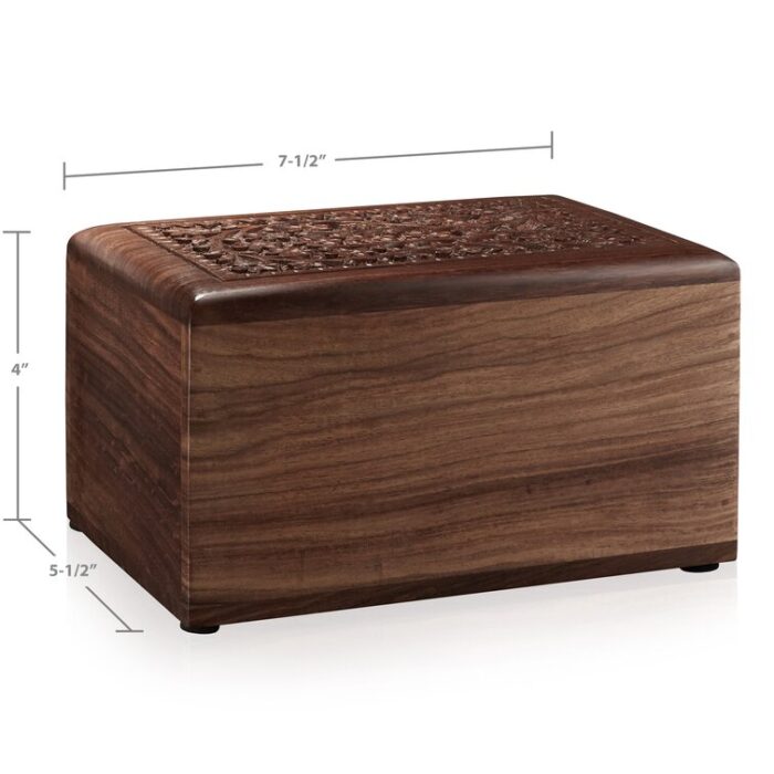 Decorative Rosewood Hand-Carved Floral Urn Box - Chic Decora