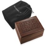 Decorative Rosewood Hand-Carved Floral Urn Box - Chic Decora