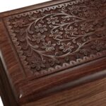 Decorative Rosewood Hand-Carved Floral Urn Box - Chic Decora