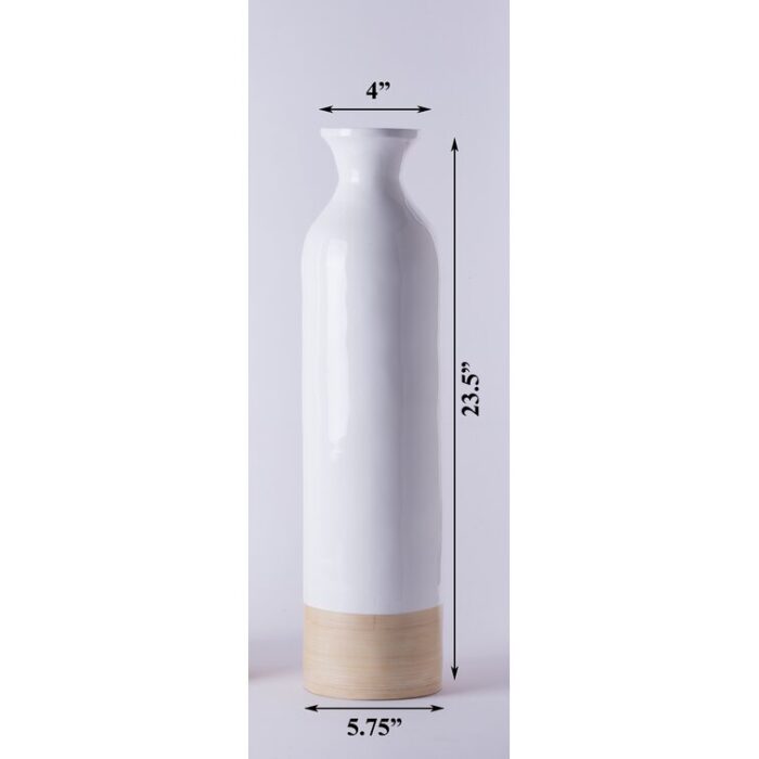 Dylon Black or White Cylinder-Shaped Tall Bamboo Floor Vases, Heights of 31 and 23.5 Inches - Chic Decora