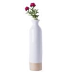 Dylon Black or White Cylinder-Shaped Tall Bamboo Floor Vases, Heights of 31 and 23.5 Inches - Chic Decora