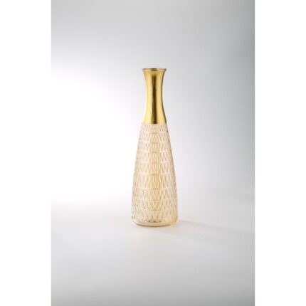 White Fluted Stoneware Table Vase - Chic Decora