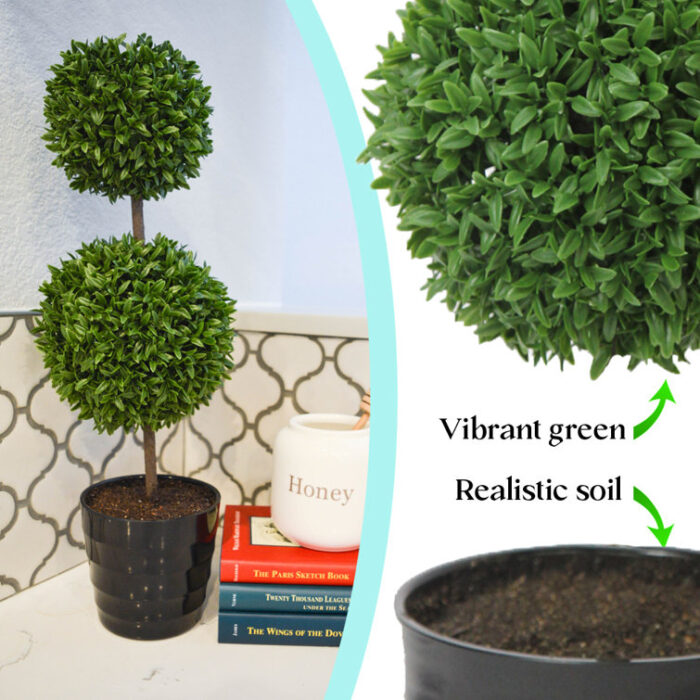 Faux Boxwood Topiary in Pot - Chic Decora