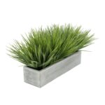 Faux Onion Grass Grass in Wood Planter - Chic Decora