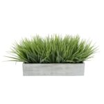 Faux Onion Grass Grass in Wood Planter - Chic Decora