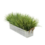 Faux Onion Grass Grass in Wood Planter - Chic Decora