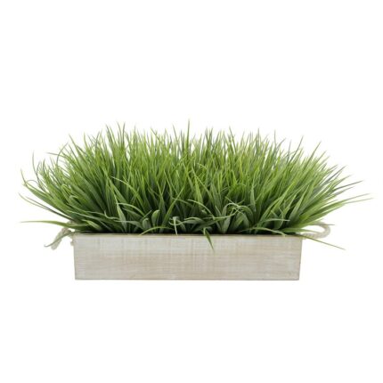 Faux Onion Grass Grass in Wood Planter - Chic Decora