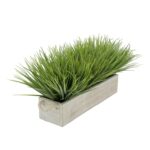 Faux Onion Grass Grass in Wood Planter - Chic Decora