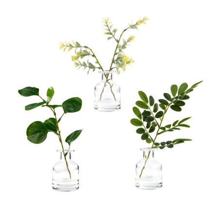 Faux Plants 11” Faux Artificial Plants Plant in Glass Pot - Chic Decora