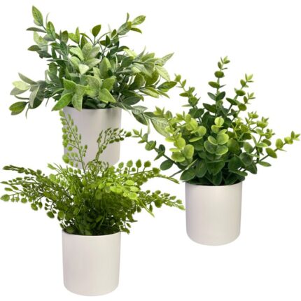 Faux Plants 8.9” Faux Artificial Plants Plant in Ceramic Pot - Chic Decora