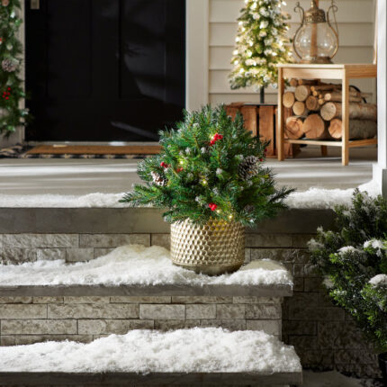 Frosted Berry 18” Faux Cedar Plant - Chic Decora