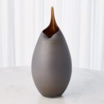 Frosted Vase w/Amber Casing - Chic Decora