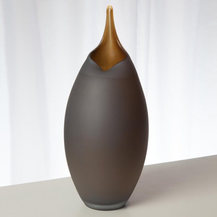 Frosted Vase w/Amber Casing - Chic Decora