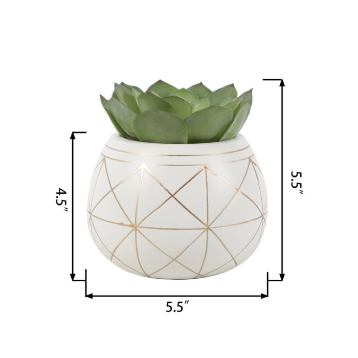 Galyon 6.75” Faux Succulent Plant in Ceramic Planter - Chic Decora