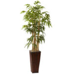 45” Faux Bamboo Plant in Wood Decorative Vase - Chic Decora