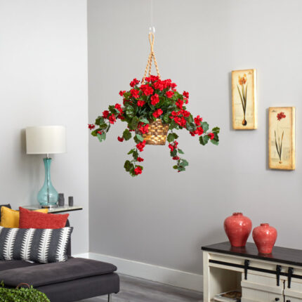 Geranium Hanging Basket UV Resistant (Indoor/Outdoor) - Chic Decora