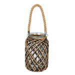 Guzman Glass Jar in Woven Jute Handle - Chic Decora