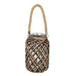 Guzman Glass Jar in Woven Jute Handle - Chic Decora