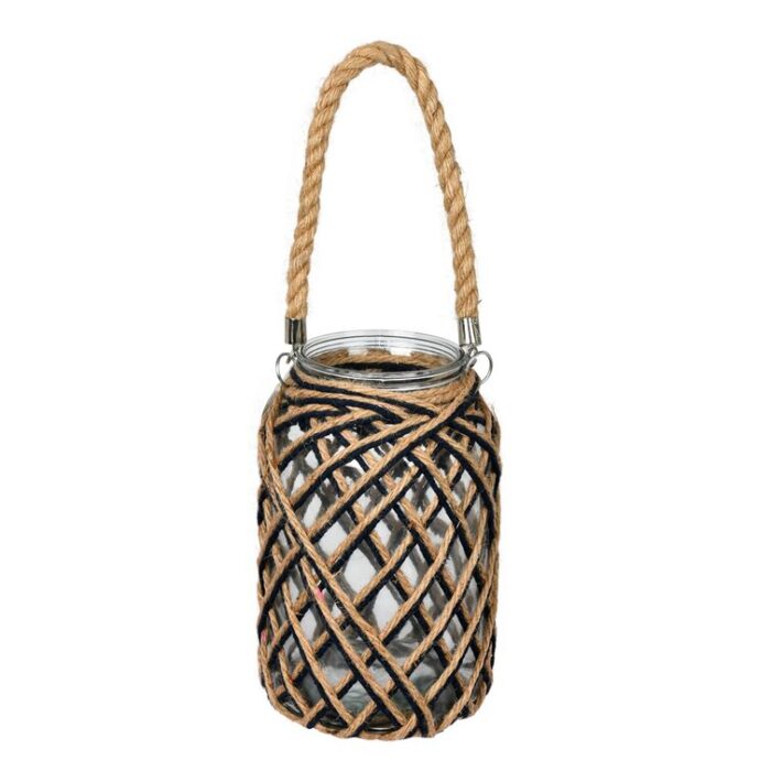 Guzman Glass Jar in Woven Jute Handle - Chic Decora