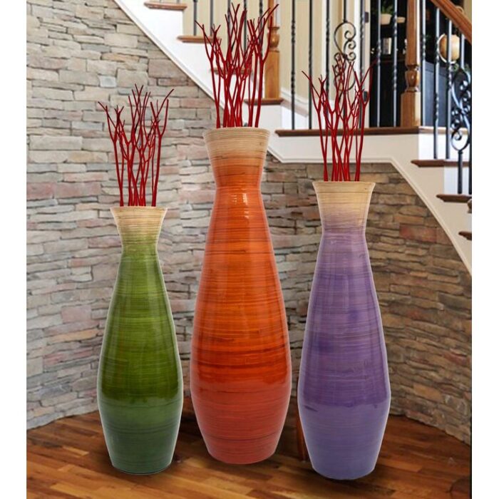 Handmade Wood Floor Vase - Chic Decora