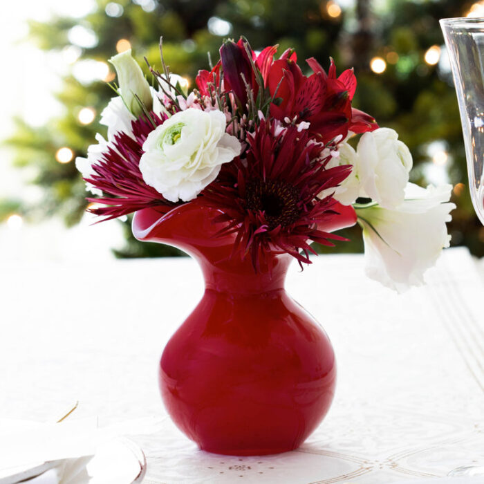 Hibiscus Glass Vase in Red - Chic Decora