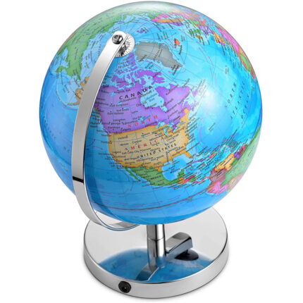 Illuminated Globe of the World with Stand, Rotating World Globe, Light Up Nightlight for Children - Chic Decora