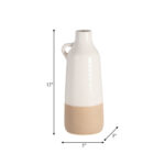 Jehlani Ceramic Bottle Vase – Contemporary Rustic White/Tan Vase For Decorative Table Accent - Chic Decora