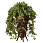 33” Faux Fern Plant in Wood Decorative Vase - Chic Decora