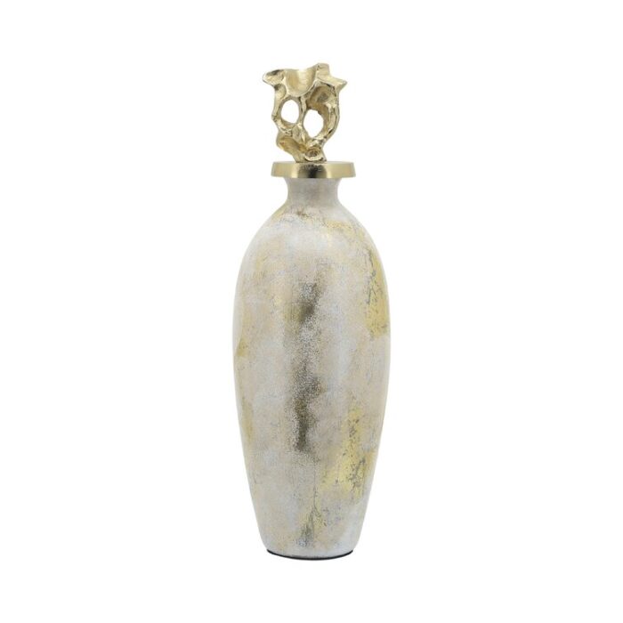 Marano Glass Vase – Creative Vase with Tribal Topper – Contemporary Stoneware for Home or Office Decor Accent - Chic Decora