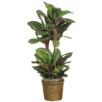 Maranta 45” Faux Foliage Plant in Wood Pot - Chic Decora