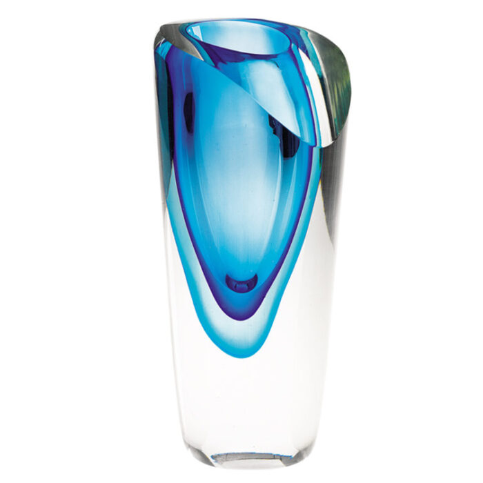 Marie-Anne Clear and Blue Crystal Table Vase - Chic Decora